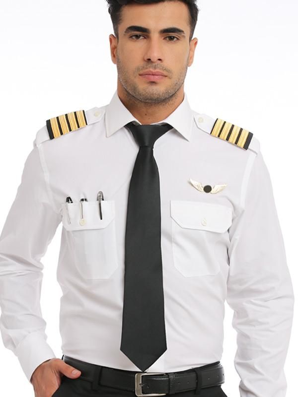 Pilot White Solid Full sleeve single cuff Tailored Fit Formal Blended Shirt