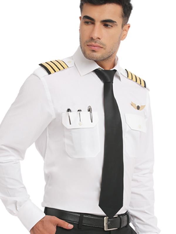 Pilot White Solid Full sleeve single cuff Tailored Fit Classic Formal Point collar Blended Shirt
