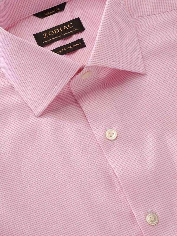 Ponte Pink Check Full sleeve single cuff Tailored Fit Classic Formal Cotton Shirt