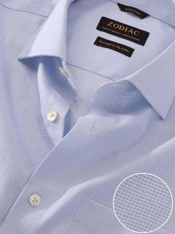Ponte Sky Check Full sleeve single cuff Tailored Fit Classic Formal Cotton Shirt