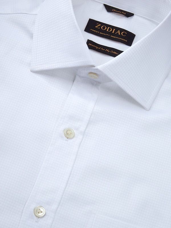 Ponte White Check Full Sleeve Double Cuff Classic Fit Classic Formal Cotton Shirt