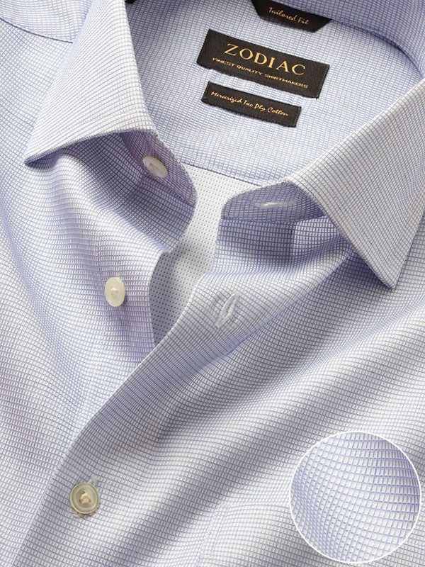 Ponte Blue Check Full sleeve single cuff  Classic Formal Cotton Shirt