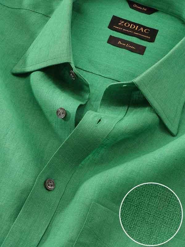 Buy Praiano Green Linen Classic Fit Casual Solid Shirt | Zodiac