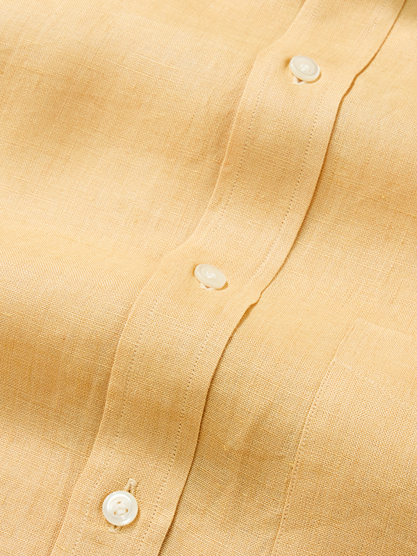 Praiano Ochre Solid Half Sleeve Classic Fit Semi Formal Linen Shirt