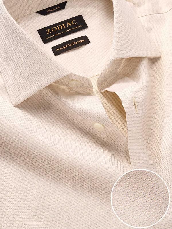 Tramonti Cream Solid Full sleeve single cuff Classic Fit Classic Formal Cotton Shirt