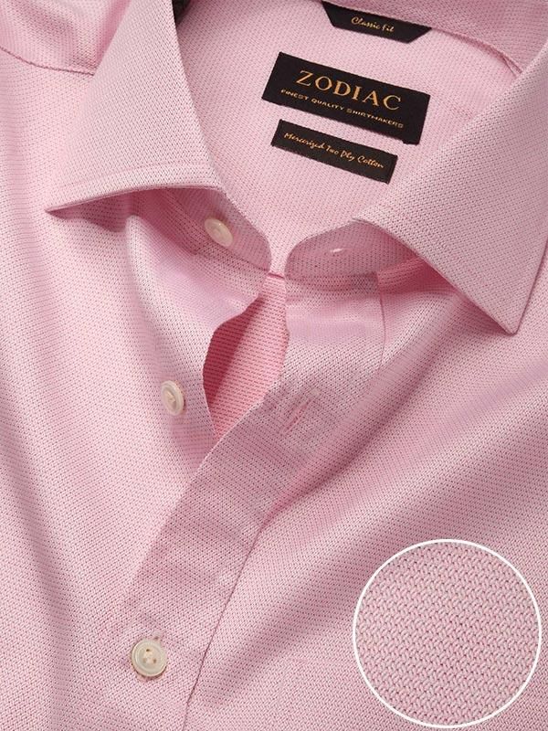 Tramonti Pink Solid Full sleeve single cuff Classic Fit Formal Cotton Shirt