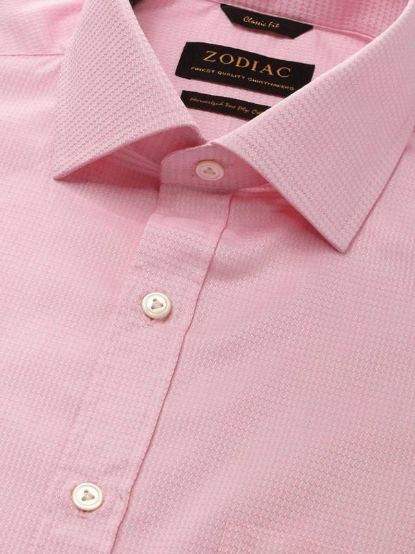 Tramonti Pink Solid Full sleeve single cuff Classic Fit Classic Formal Cut away collar Cotton Shirt