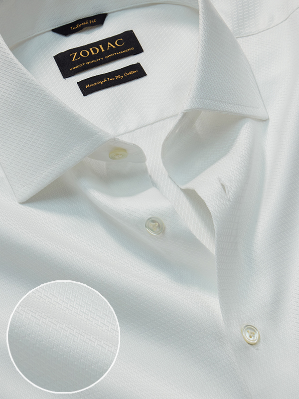 Tramonti White Solid Full Sleeve Single Cuff Tailored Fit Classic Formal Cotton Shirt