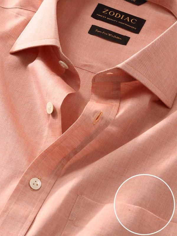 Venete  Orange Solid Half sleeve Classic Fit Semi Formal Cotton Shirt