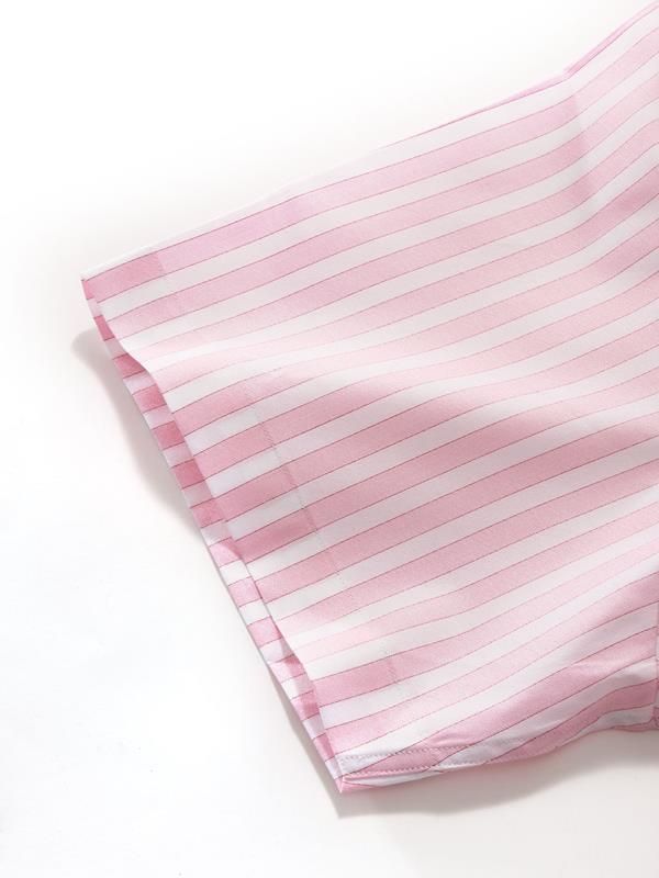 Venete  Pink Striped Half sleeve Classic Fit Semi Formal Cotton Shirt