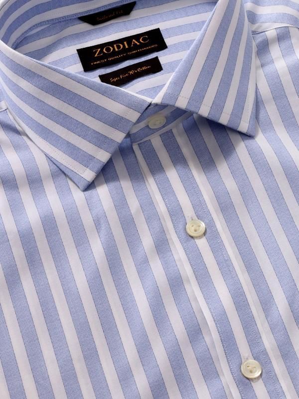 Buy Venete Sky Cotton Classic Fit Formal Striped Melange Shirt | Zodiac