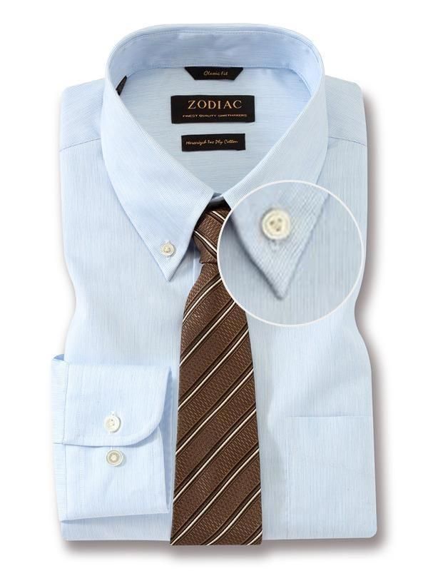 Vercelli Sky Striped Full sleeve single cuff Classic Fit Semi Formal Button down collar Cotton Shirt