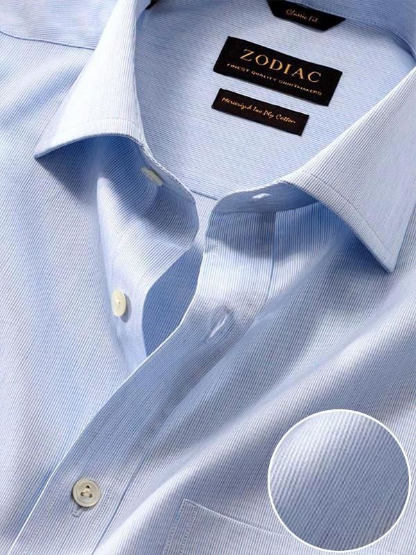 Vercelli Sky Striped Full sleeve single cuff Classic Fit Semi Formal Cut away collar Cotton Shirt