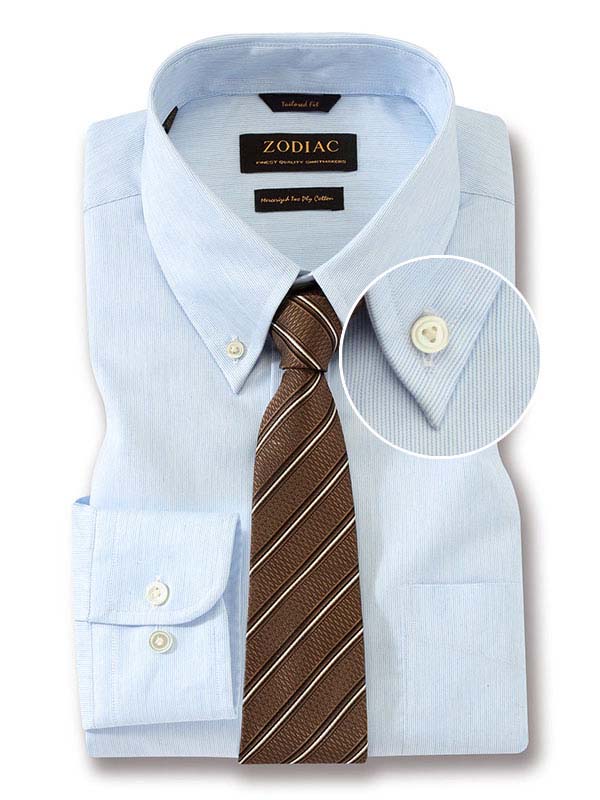 Vercelli Sky Striped Full Sleeve Single Cuff Tailored Fit Semi Formal Cotton Shirt