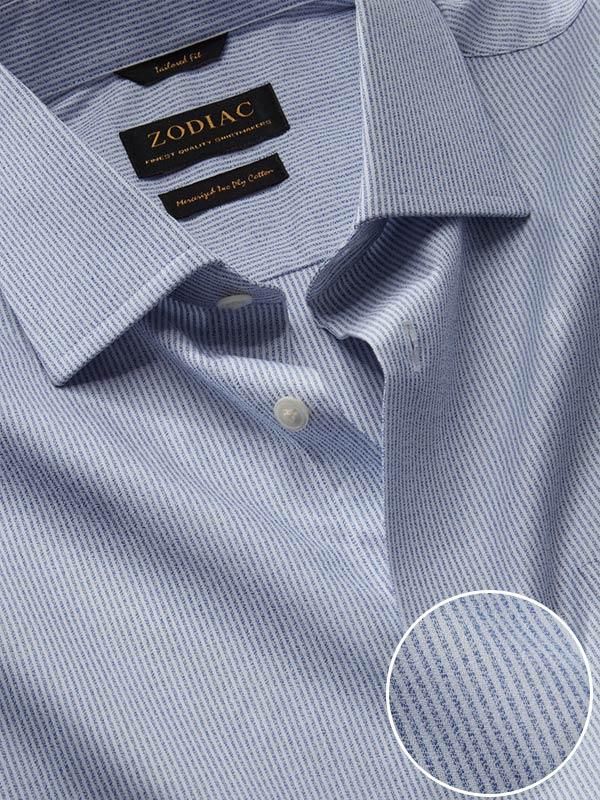 Buy Vercelli Blue Cotton Tailored Fit Formal Striped Shirt | Zodiac