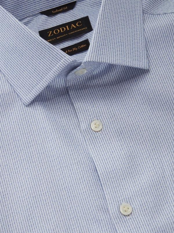 Buy Vercelli Blue Cotton Tailored Fit Formal Striped Shirt | Zodiac