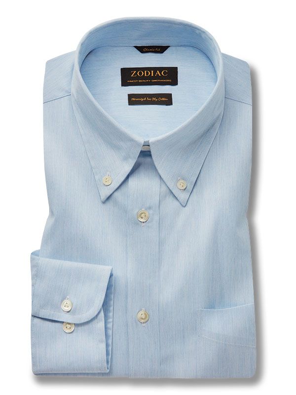 Vercelli Sky Solid Full Sleeve Single Cuff Classic Fit Semi Formal Cotton Shirt