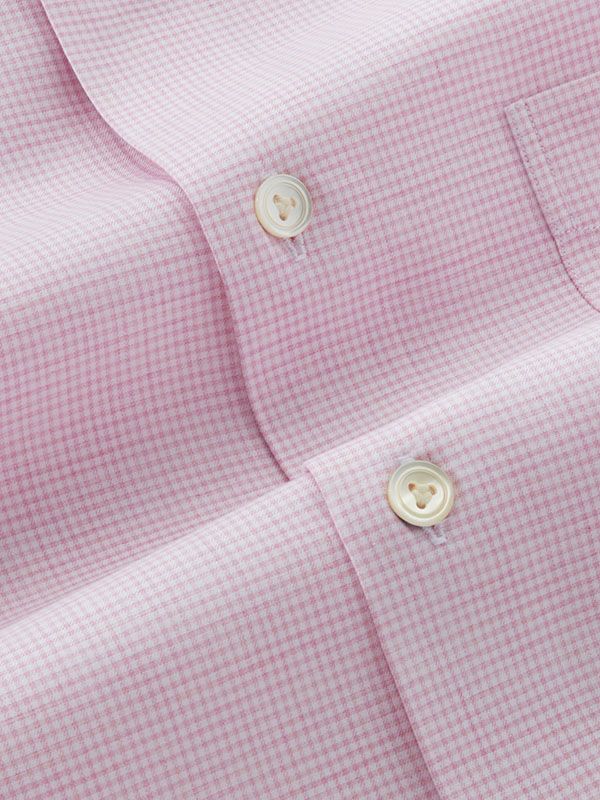 Vercelli Pink Check Full Sleeve Single Cuff Tailored Fit Semi Formal Cotton Shirt