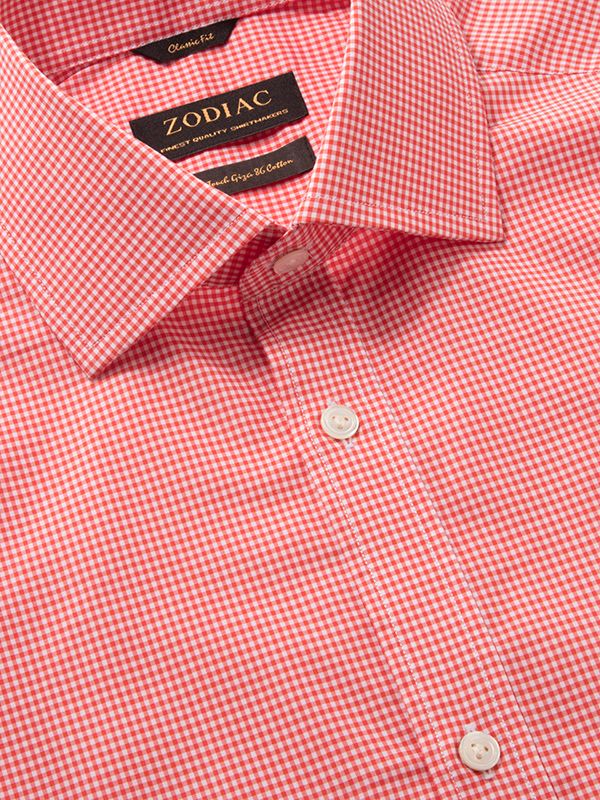 Vivace Red Check Full Sleeve Classic Fit Semi Formal Cotton Shirt