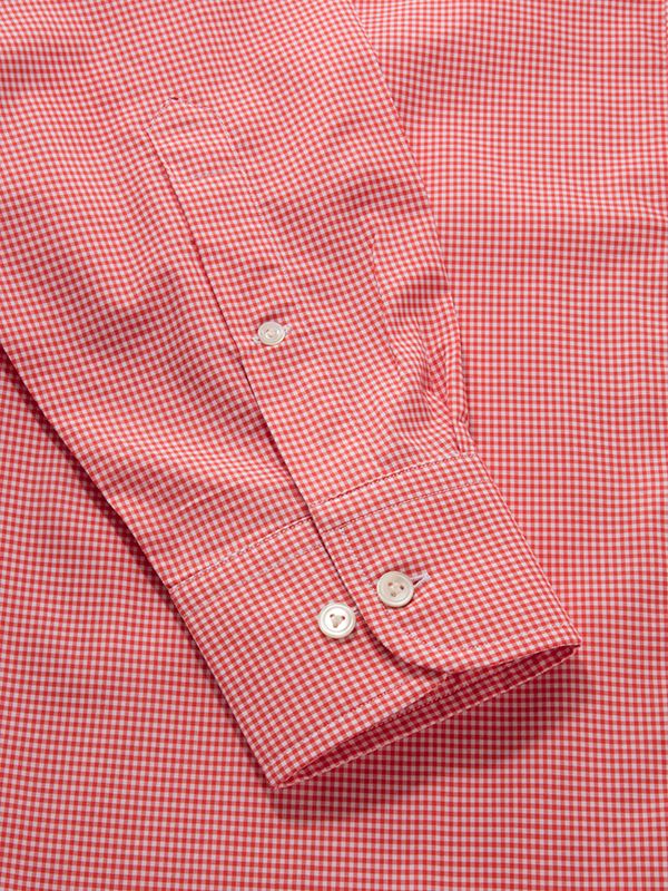 Vivace Red Check Full Sleeve Classic Fit Semi Formal Cotton Shirt