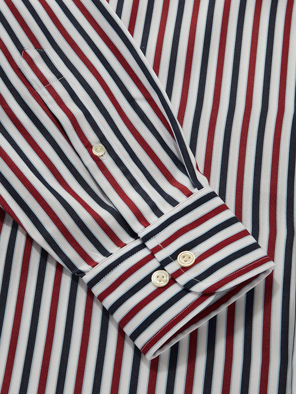 Vivace Maroon Striped Full Sleeve Single Cuff Classic Fit Semi Formal Cotton Shirt