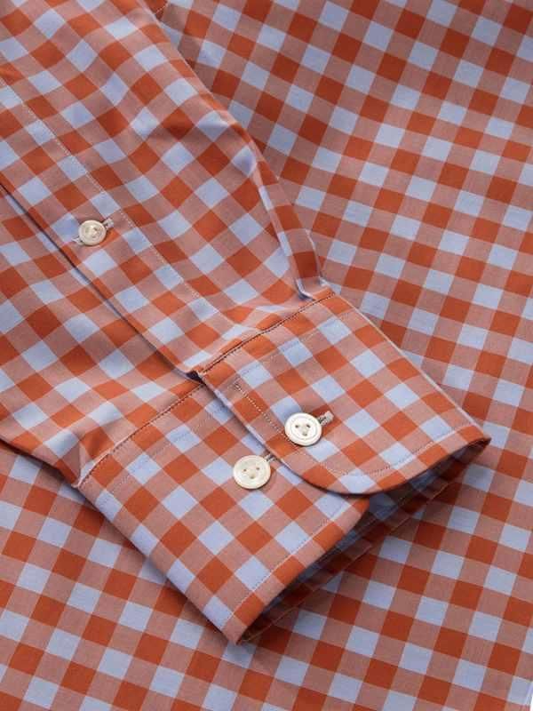 Vivace Rust Check Full sleeve single cuff Classic Fit Semi Formal Cotton Shirt
