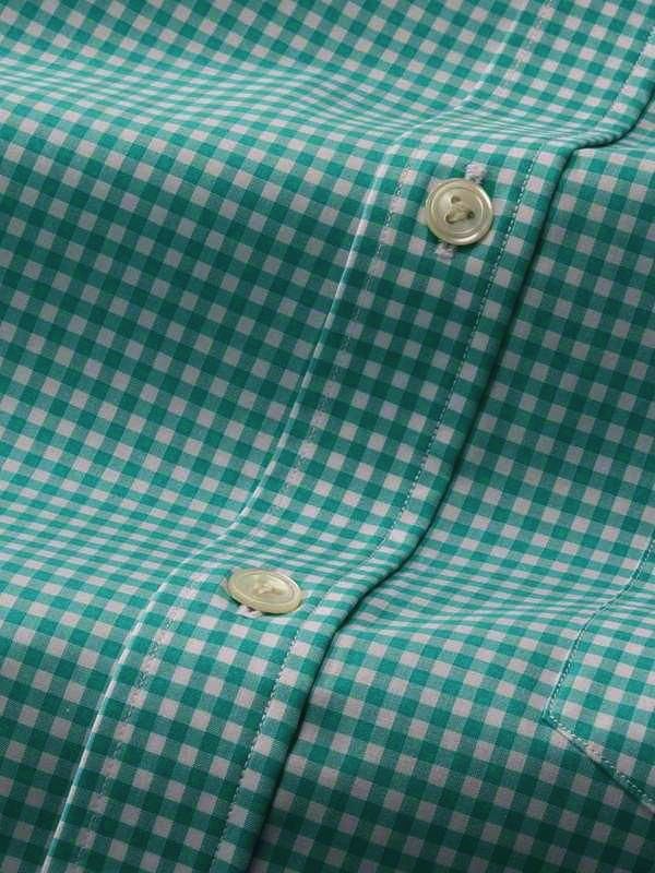 Vivace Green Check Full sleeve single cuff Classic Fit Semi Formal Cut away collar Cotton Shirt