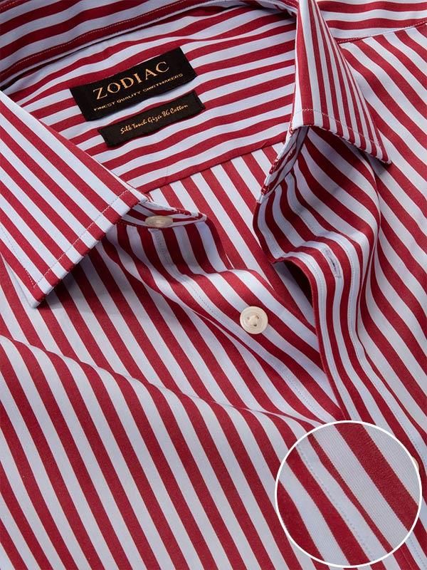 Buy Vivace Maroon Cotton Classic Fit Formal Striped Shirt | Zodiac
