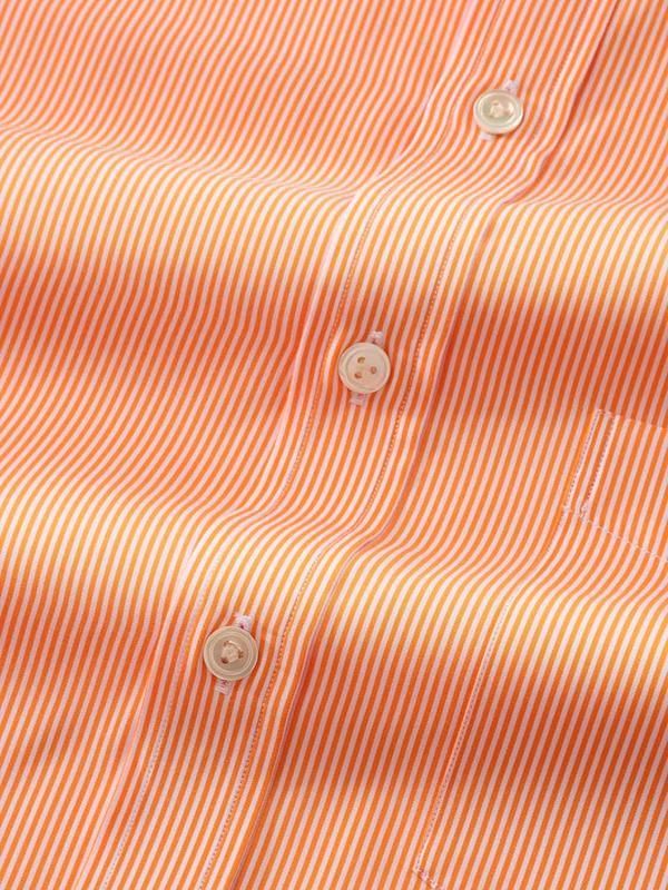 Vivace Orange Striped Full sleeve single cuff Classic Fit Semi Formal Cotton Shirt