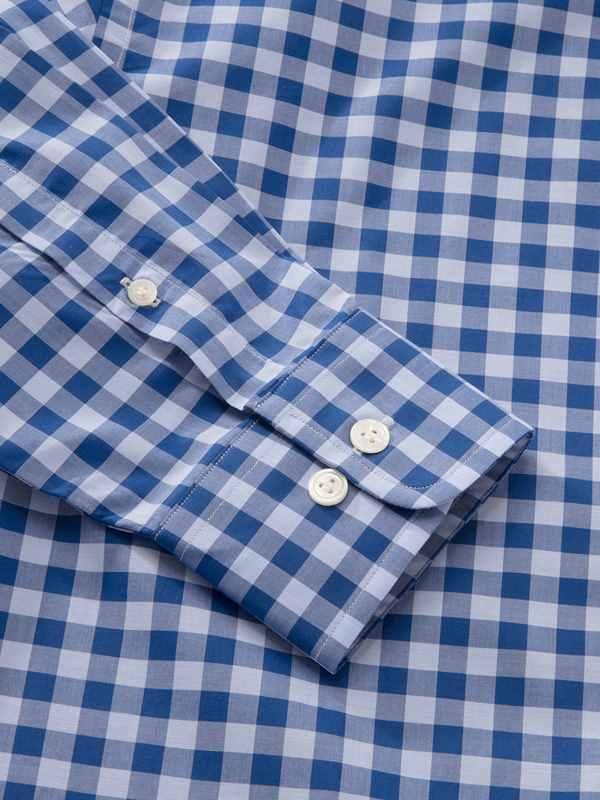 Vivace Navy Check Full sleeve single cuff Tailored Fit Semi Formal Cotton Shirt