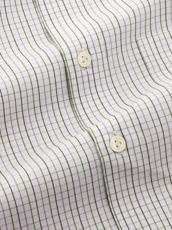 Volterra Mint Check Full sleeve single cuff Tailored Fit Semi Formal Cotton Shirt