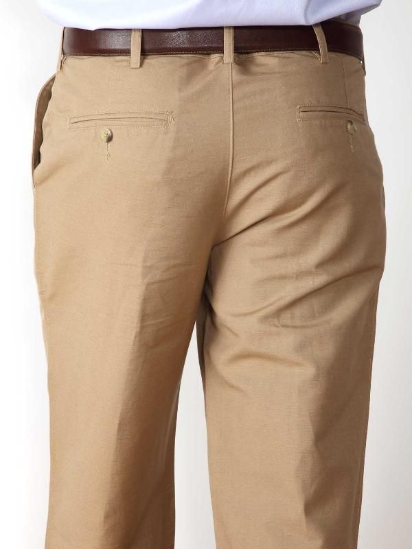 Portofino Beige Classic Fit Blended Trousers
