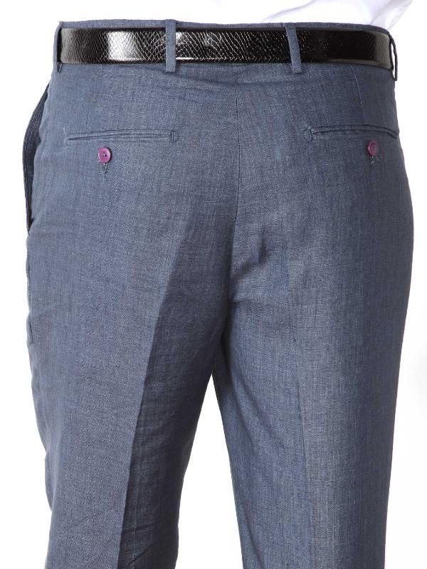 Positano Navy Classic Fit Linen Trousers