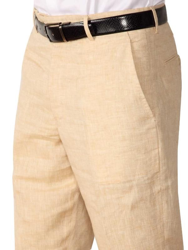 Portofino Beige Classic Fit Linen Trousers