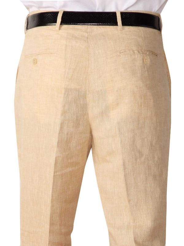 Portofino Beige Classic Fit Linen Trousers