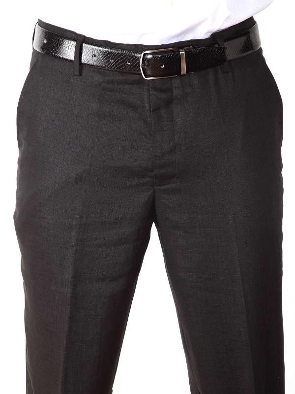 Buy Tailored Fit Linen Black Trouser  Zodiac