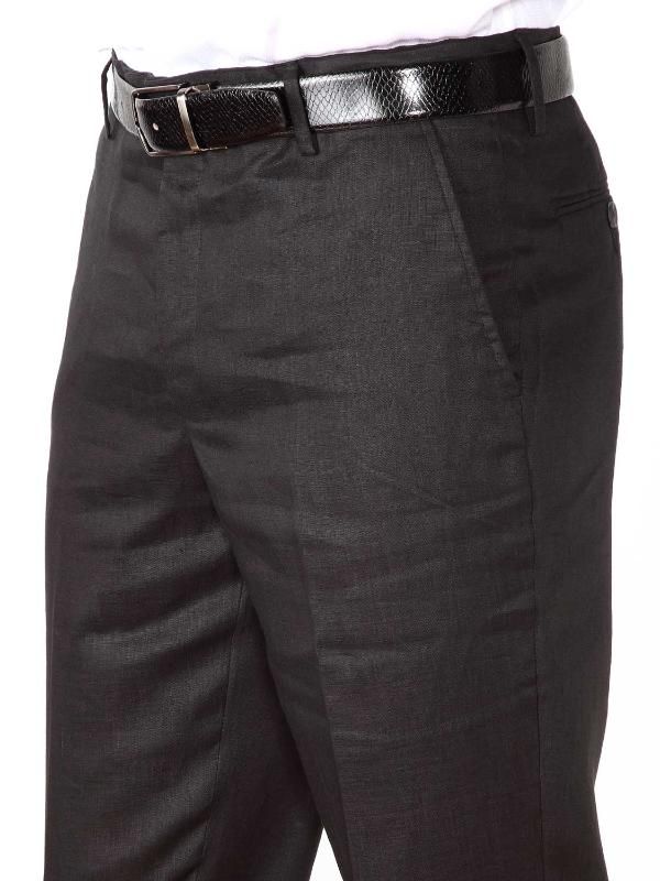 Trasita Black Tailored Fit Linen Trousers