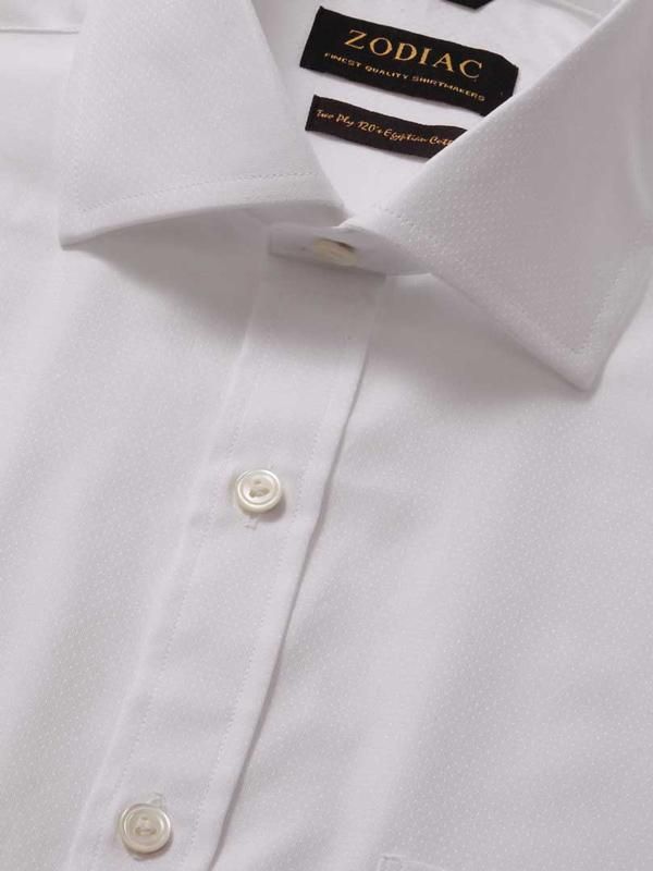 Bertolucci White Solid Full sleeve single cuff Classic Fit Classic Formal Cotton Shirt