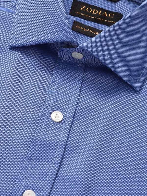 Marzeno Blue Solid Full sleeve single cuff Classic Fit Semi Formal Dark Cotton Shirt