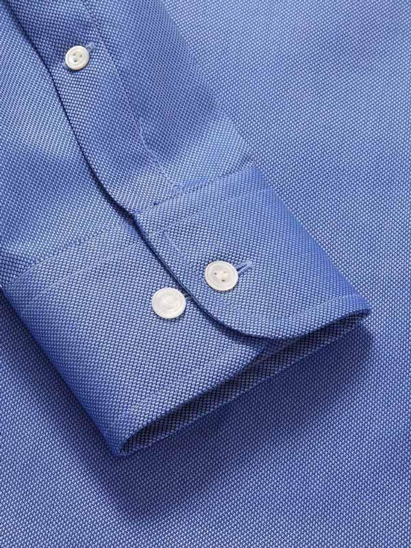 Marzeno Blue Solid Full sleeve single cuff Classic Fit Semi Formal Dark Cotton Shirt