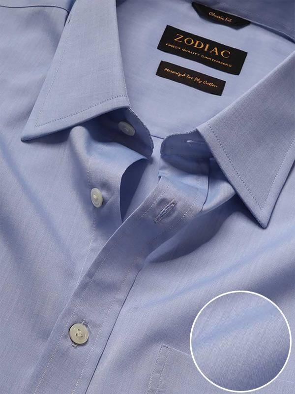 Chambray Sky Solid Full sleeve single cuff Classic Fit Classic Formal Cotton Shirt