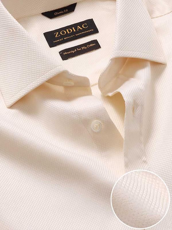 Cione Cream Check Full sleeve double cuff Classic Fit Classic Formal Cotton Shirt