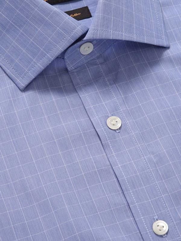 Cricoli Medium Blue Check Full sleeve single cuff Classic Fit Classic Formal Cotton Shirt