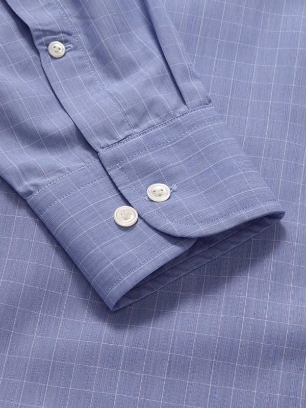 Cricoli Medium Blue Check Full sleeve single cuff Classic Fit Classic Formal Cotton Shirt