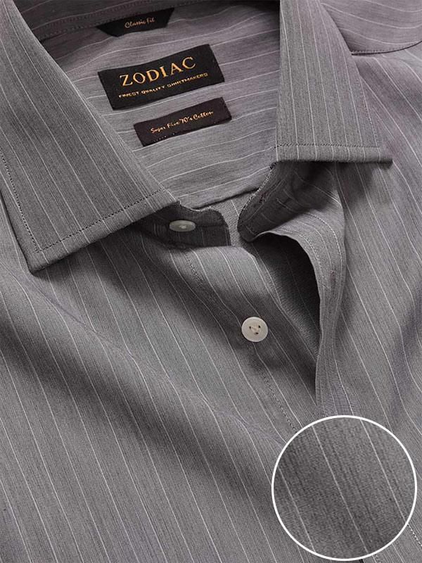 Cricoli Dark Grey Striped Full sleeve double cuff Classic Fit Classic Formal Cotton Shirt