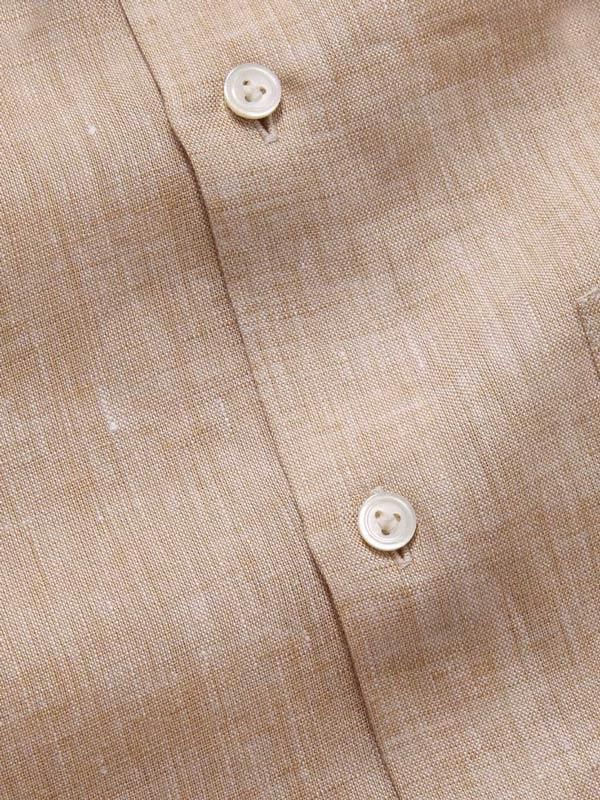 Positano Sand Solid Half sleeve Tailored Fit Semi Formal Linen Shirt