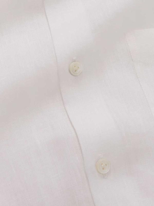 Positano White Solid Half sleeve Tailored Fit Semi Formal Linen Shirt