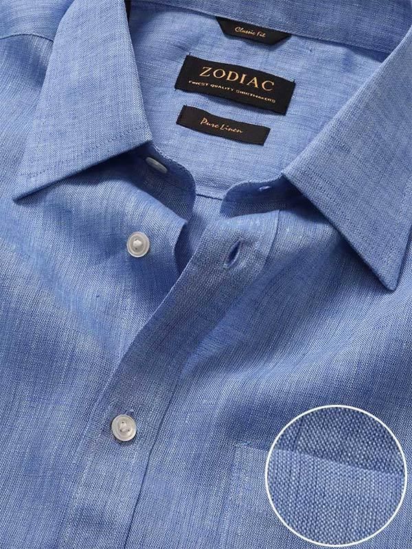 Buy Positano Blue Linen Classic Fit Casual Solid Shirt for men