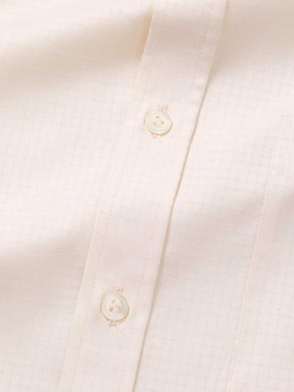 Ponte Cream Check Full sleeve double cuff Classic Fit Classic Formal Cotton Shirt