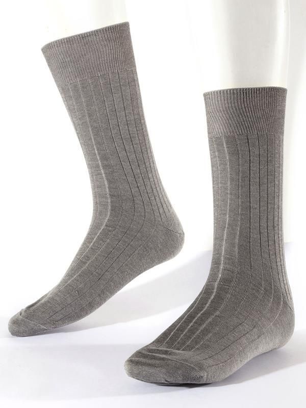 Moderena Melange Light Grey Rib Cotton Socks